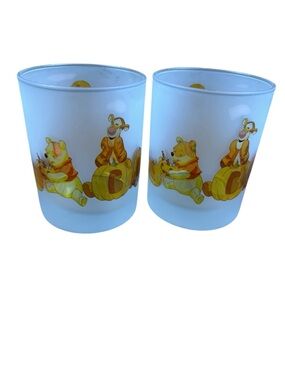 Winnie the Pooh Frosted Glass Halloween Tumblers Piglet Tigger Pumpkins Set of 2